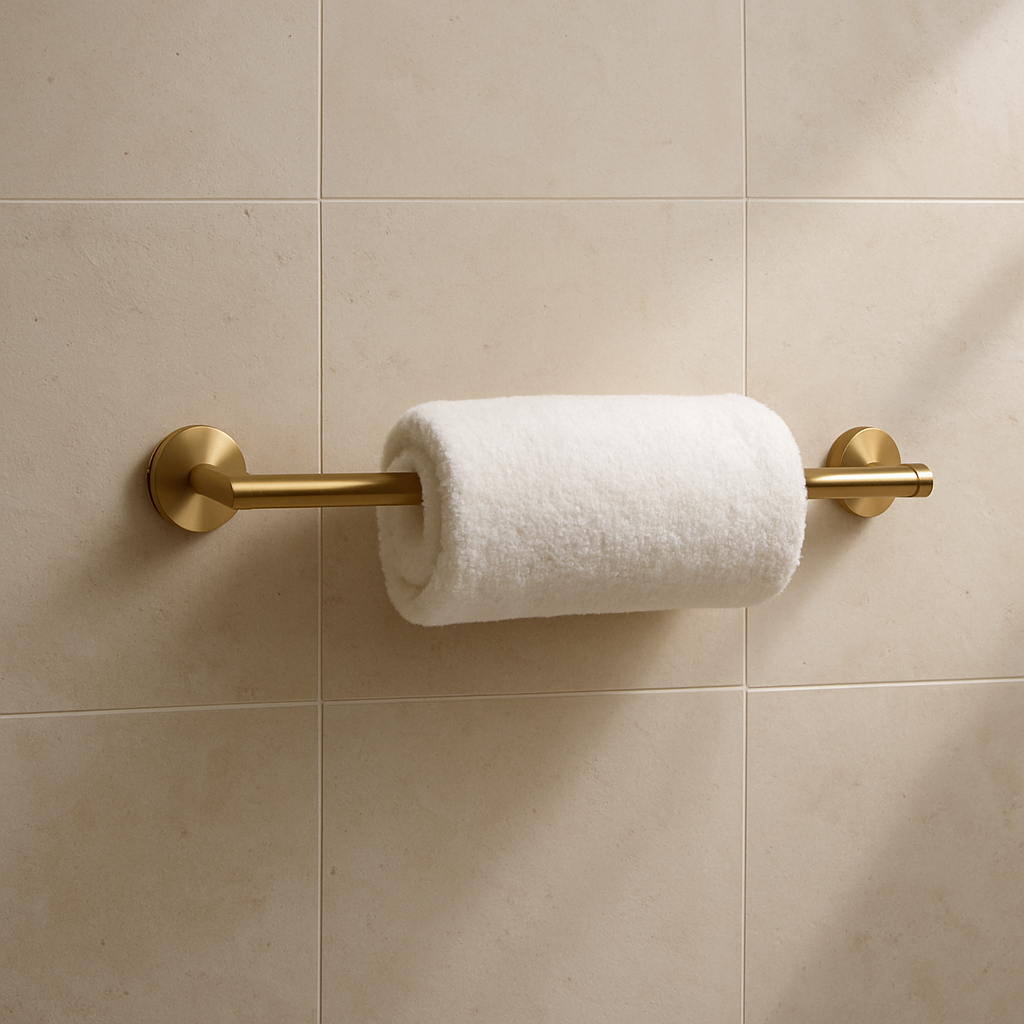 Stainless Steel Brushed Gold 600mm Single Towel Rail