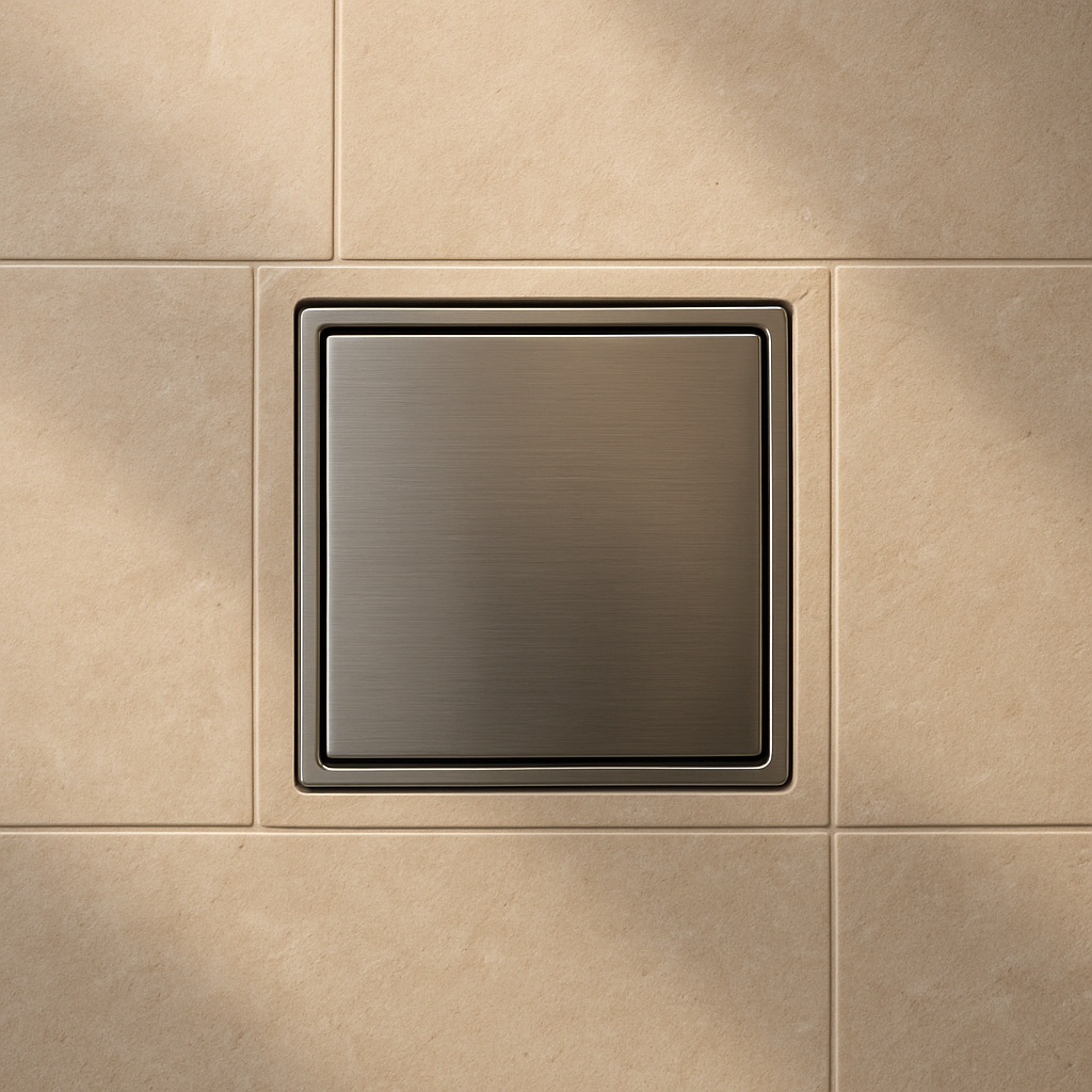 Brass Brushed Nickel Square Tile Insert With 90mm Outlet view 3