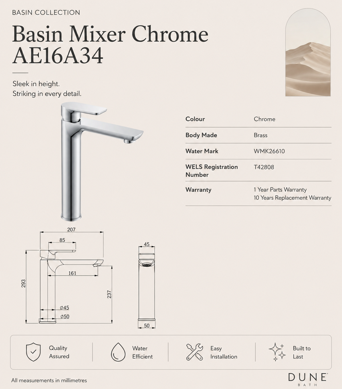 Basin Mixer Chrome AE16A34 view 2
