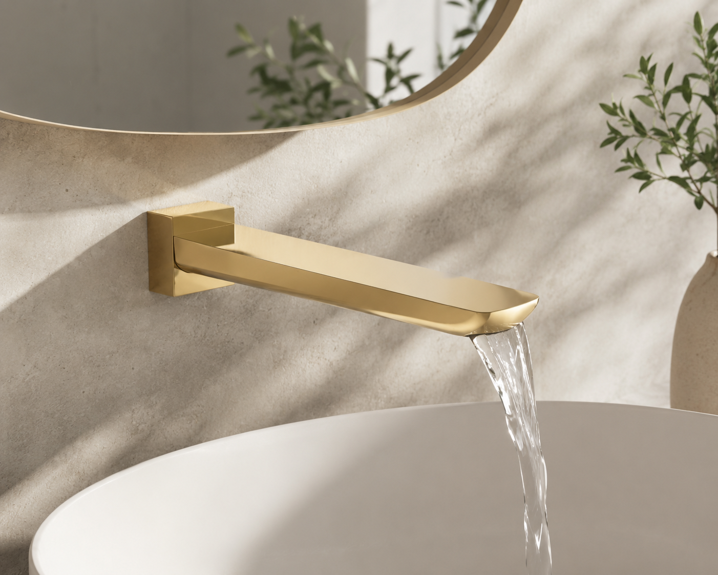Bath Tap Wall-Mounted Brushed Gold 34Z