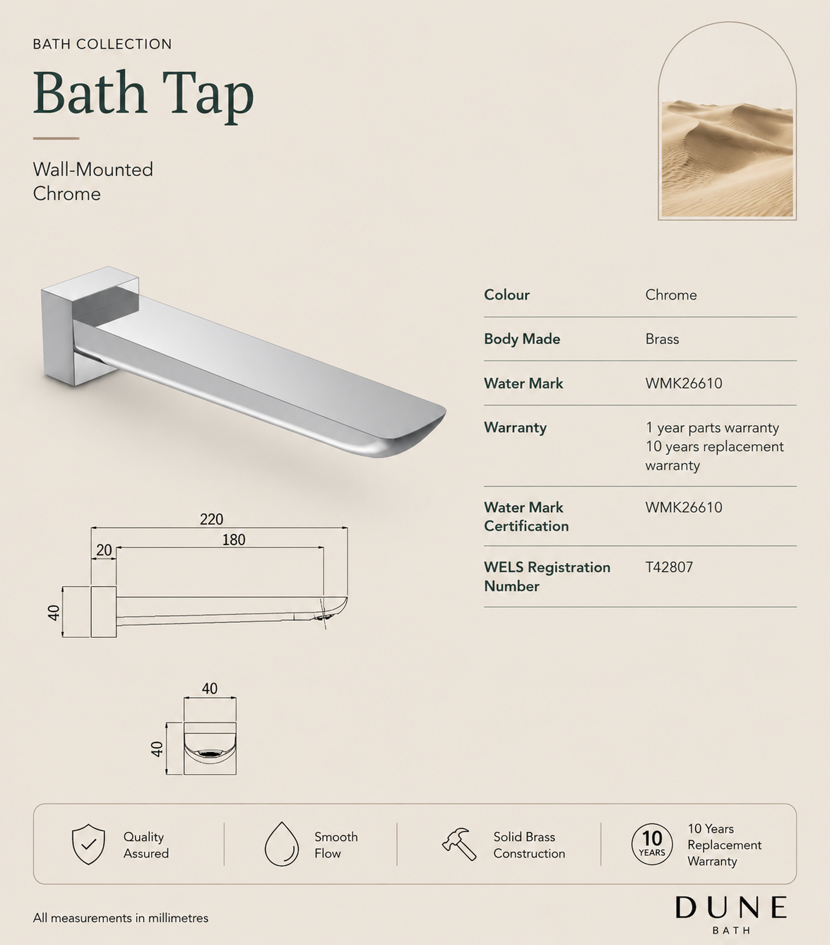 Bath Tap Wall-Mounted Chrome 34Z view 2