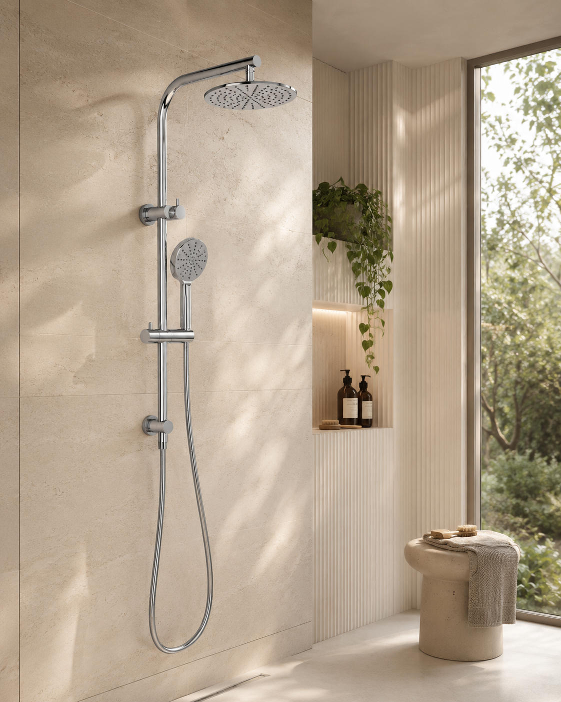 Chrome 2 In 1 Rail Shower System D10217