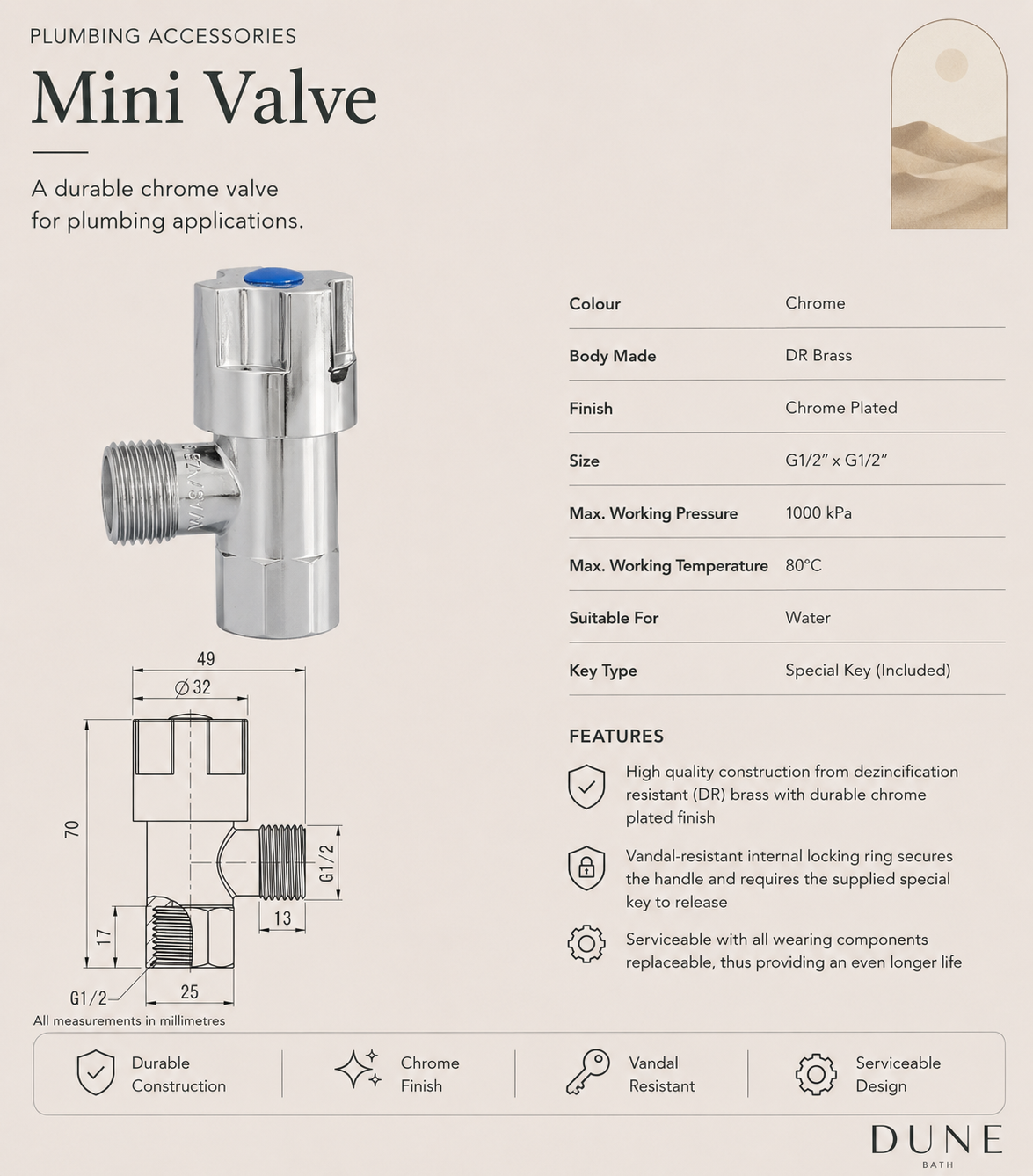 Mini Chrome Valve