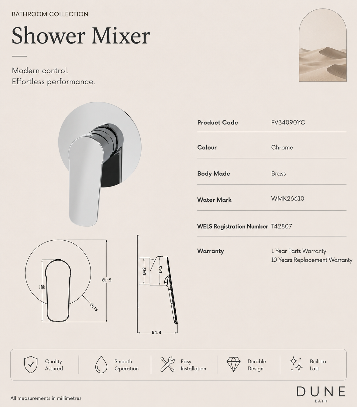 Shower Mixer Chorme FV34090YC view 2